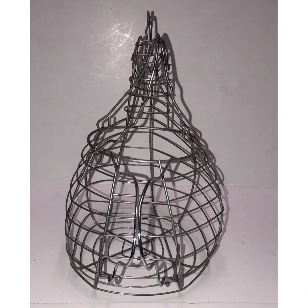 Chicken Hen Egg Basket Gray Chrome‎ Wire Large Farmhouse Country Vintage Kitchen